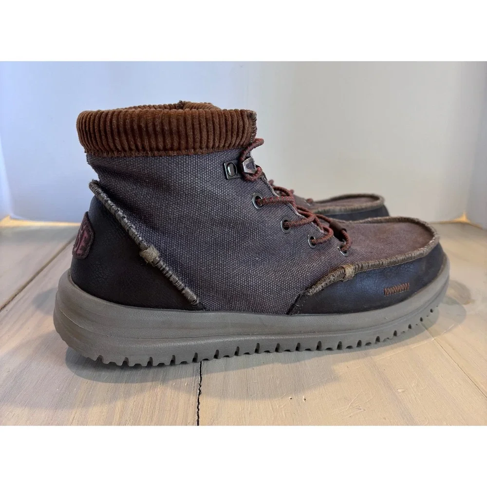 Hey Dude Bradley Corduroy Collar Mens Brown Multi Chukka Boots 42066-2GS Size 7